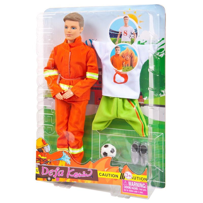 Игровой набор Defa Kevin Юноша, пожарный и футболист, со сменнной одеждой, 1 шт.
