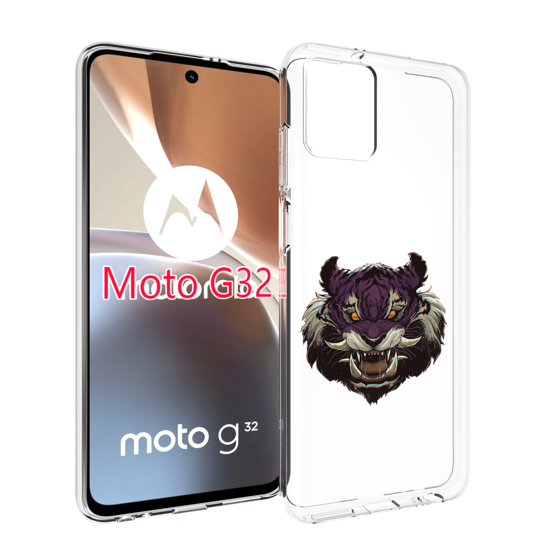 

Чехол MyPads Страшный-тигр для Motorola Moto G32, Прозрачный, Tocco