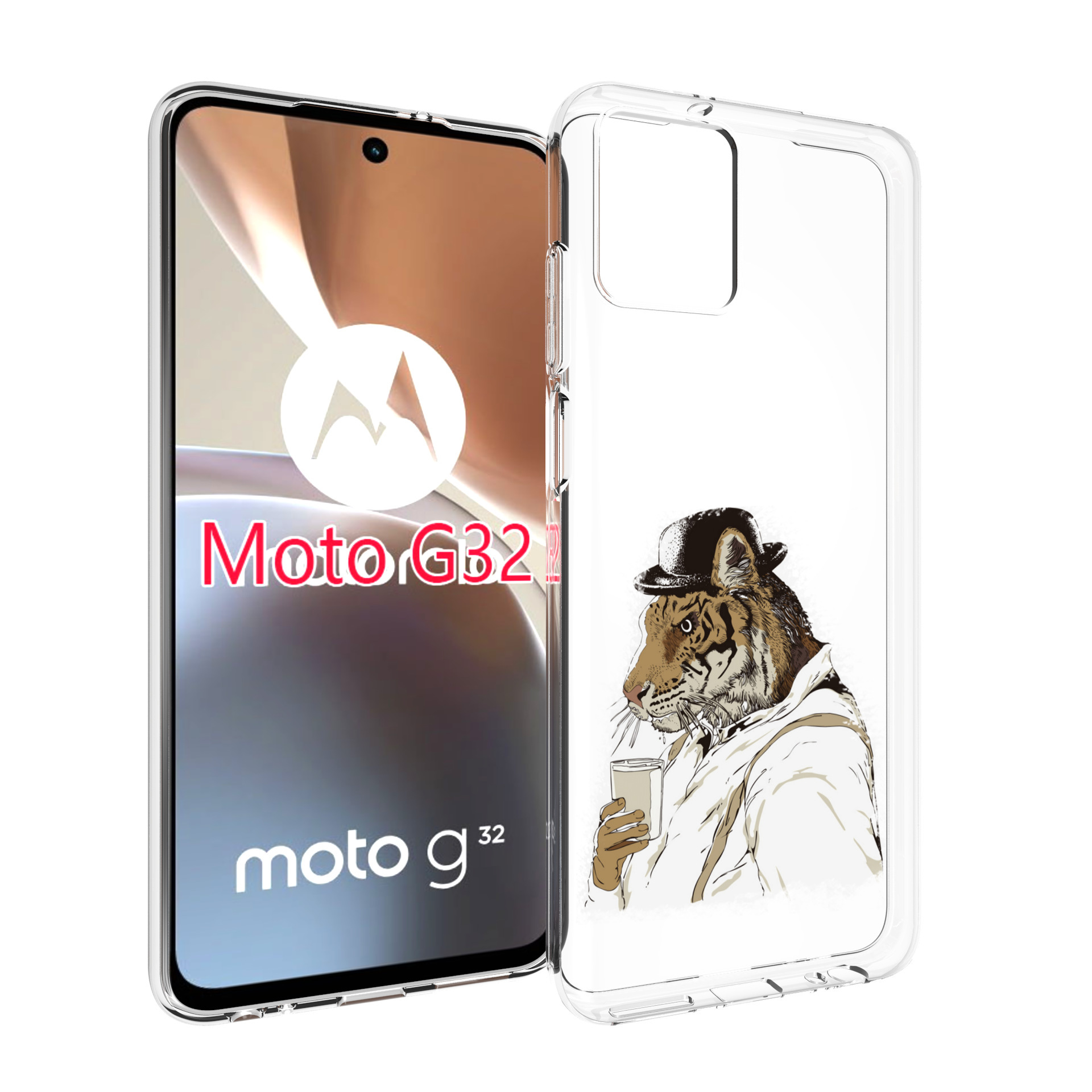 Чехол MyPads Тигр в шляпе для Motorola Moto G32
