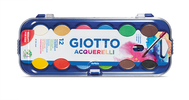 Набор акварели Fila Giotto 12 цв + кисть в пластиковом пенеле