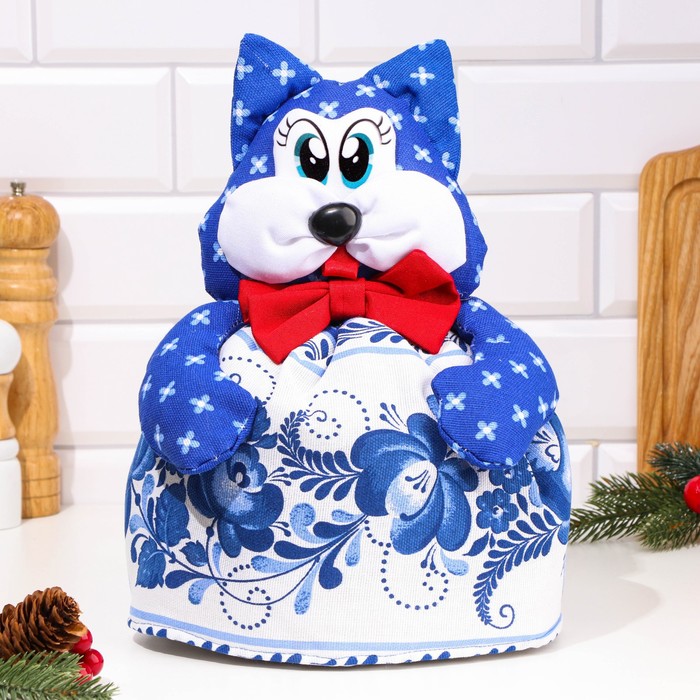 

Грелка на чайник "Кот маленький", гжель