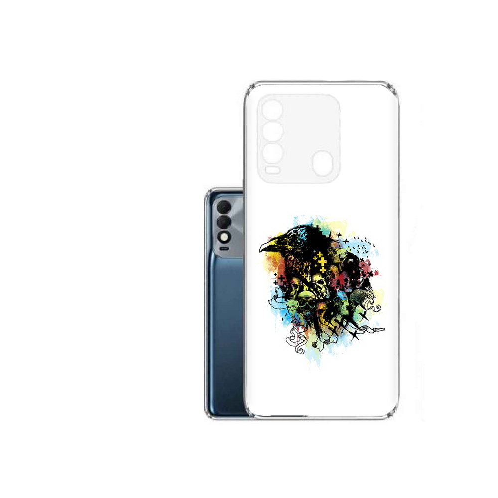 

Чехол MyPads Tocco для Tecno Spark 8 ворон и черепа, Прозрачный, Tocco