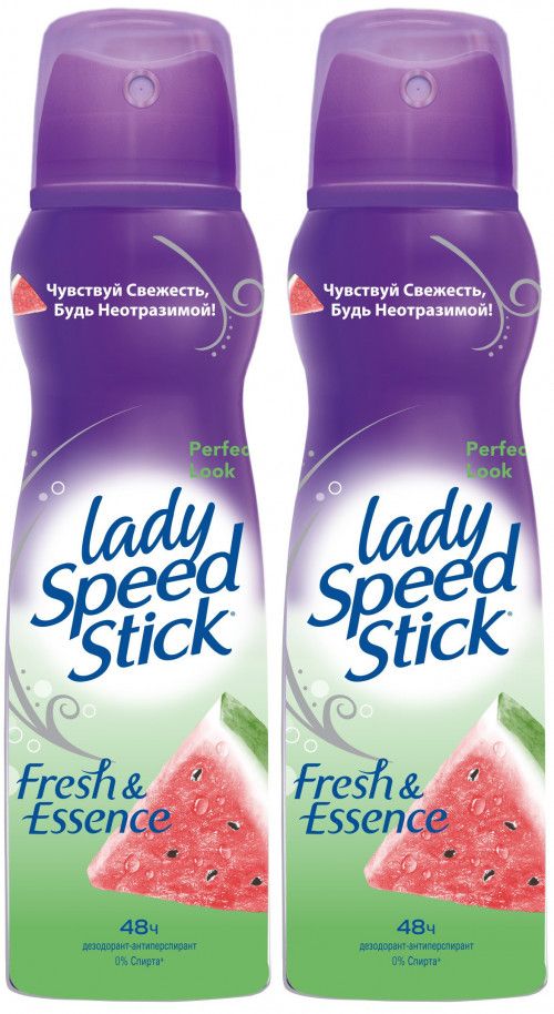 Дезодорант-антиперспирант Lady Speed Stick 24/7 Fresh & Essence, Арбуз, спрей 150 мл, 2 шт пот в сапогах спрей для ног освежающий le fresh 50