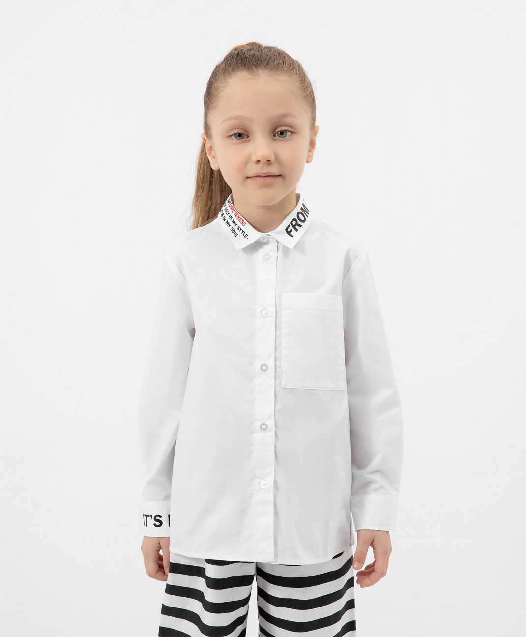 Блузка детская Gulliver 12201GMC2201 цв. белый р. 122