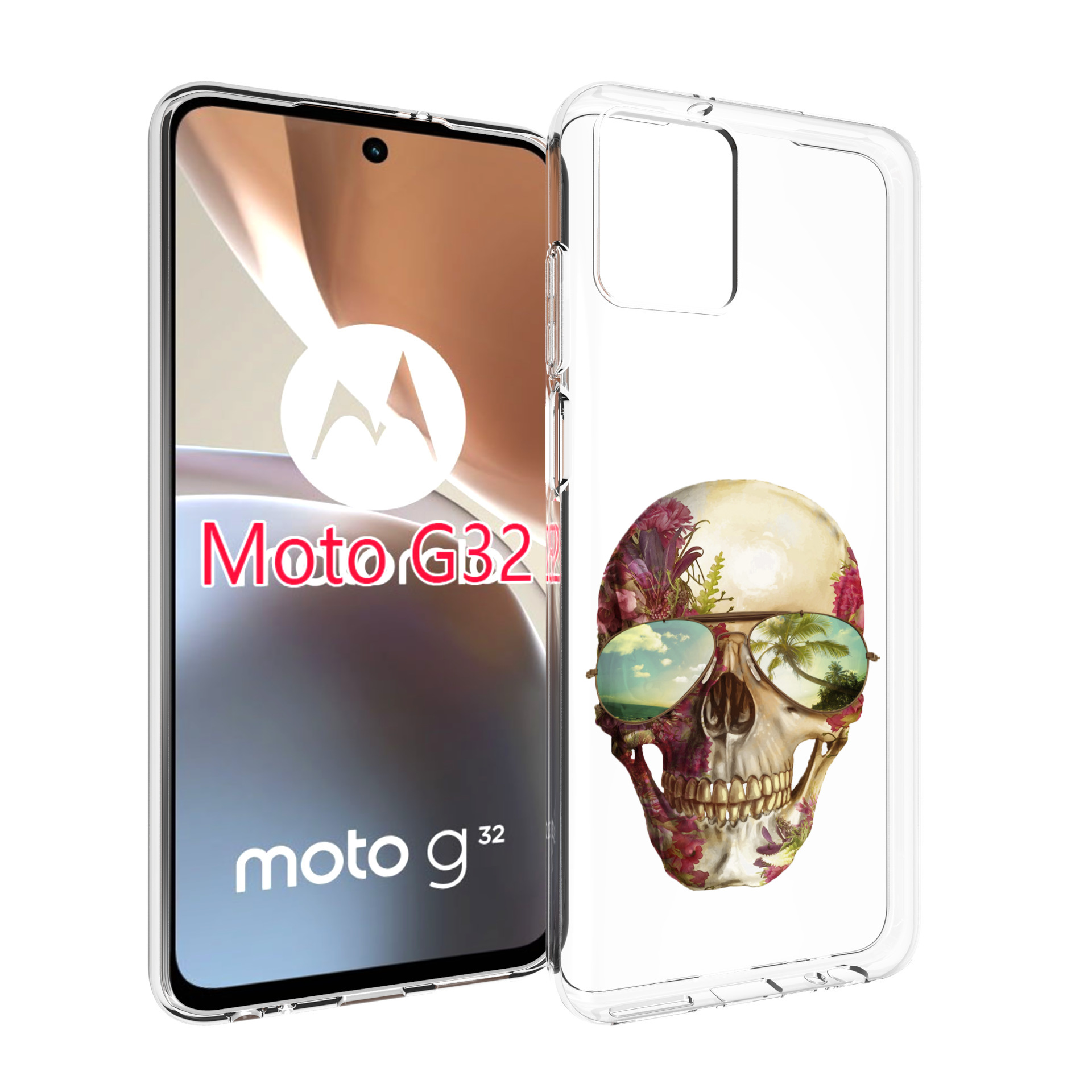 

Чехол MyPads Череп с очками для Motorola Moto G32, Прозрачный, Tocco