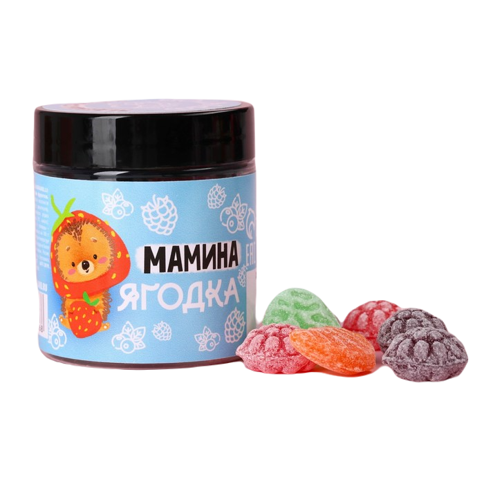 Леденцы в банке Мамина ягодка, с фруктовым вкусом, 50 г.