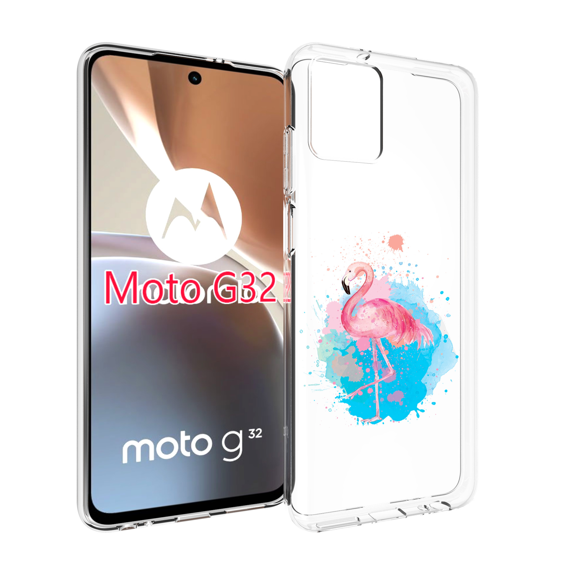 

Чехол MyPads акварельное-фламинго для Motorola Moto G32, Прозрачный, Tocco