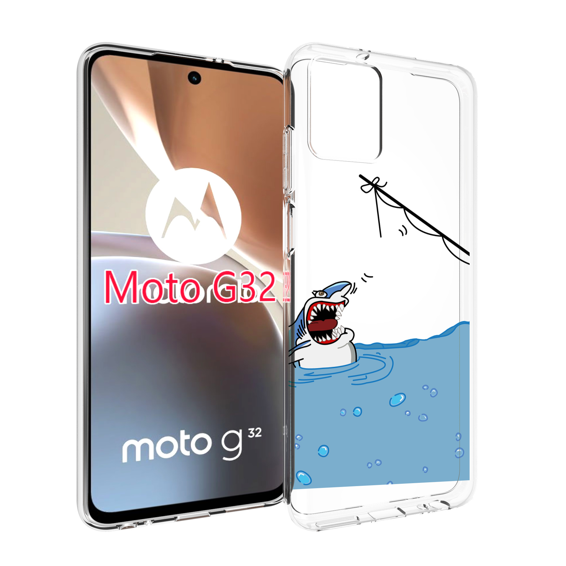 

Чехол MyPads акула-рисунок для Motorola Moto G32, Прозрачный, Tocco