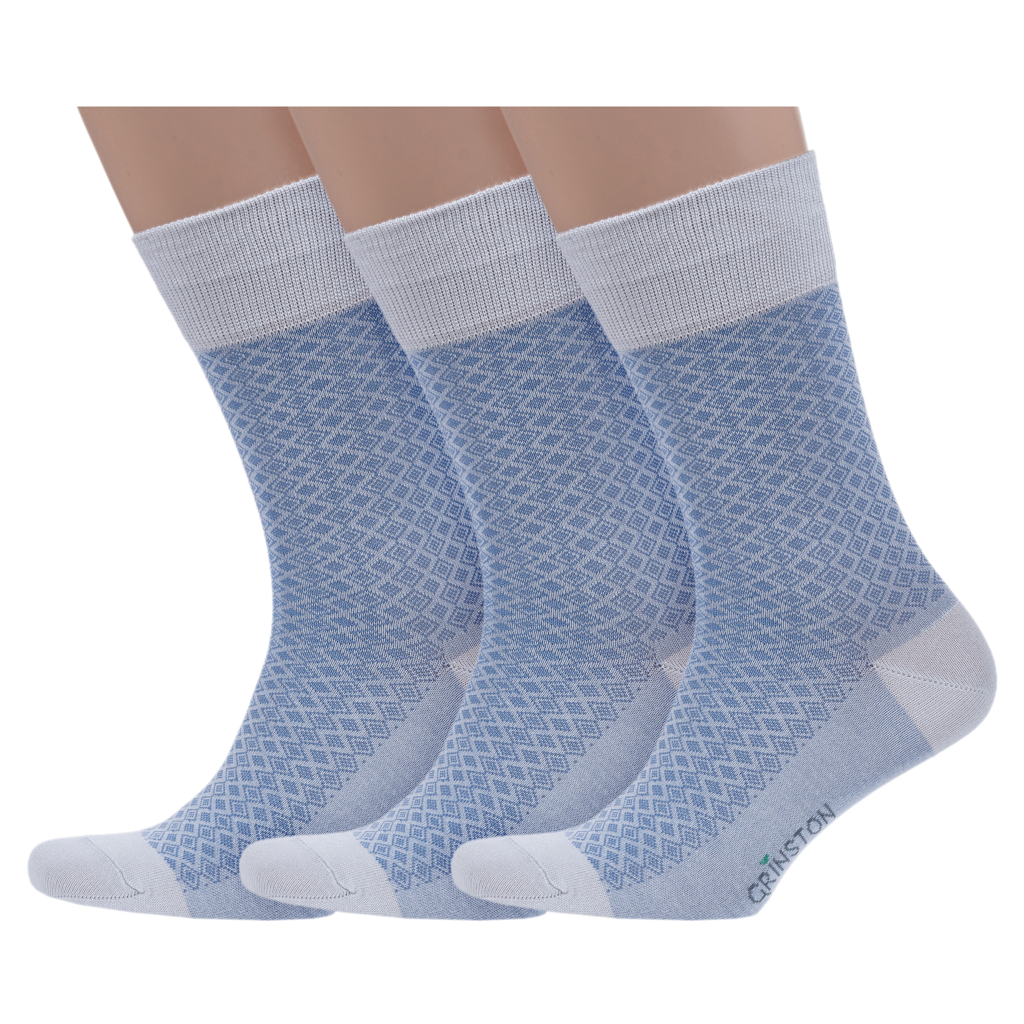 

Комплект носков мужских Grinston socks 3-15D21 голубых 29, 3-15D21