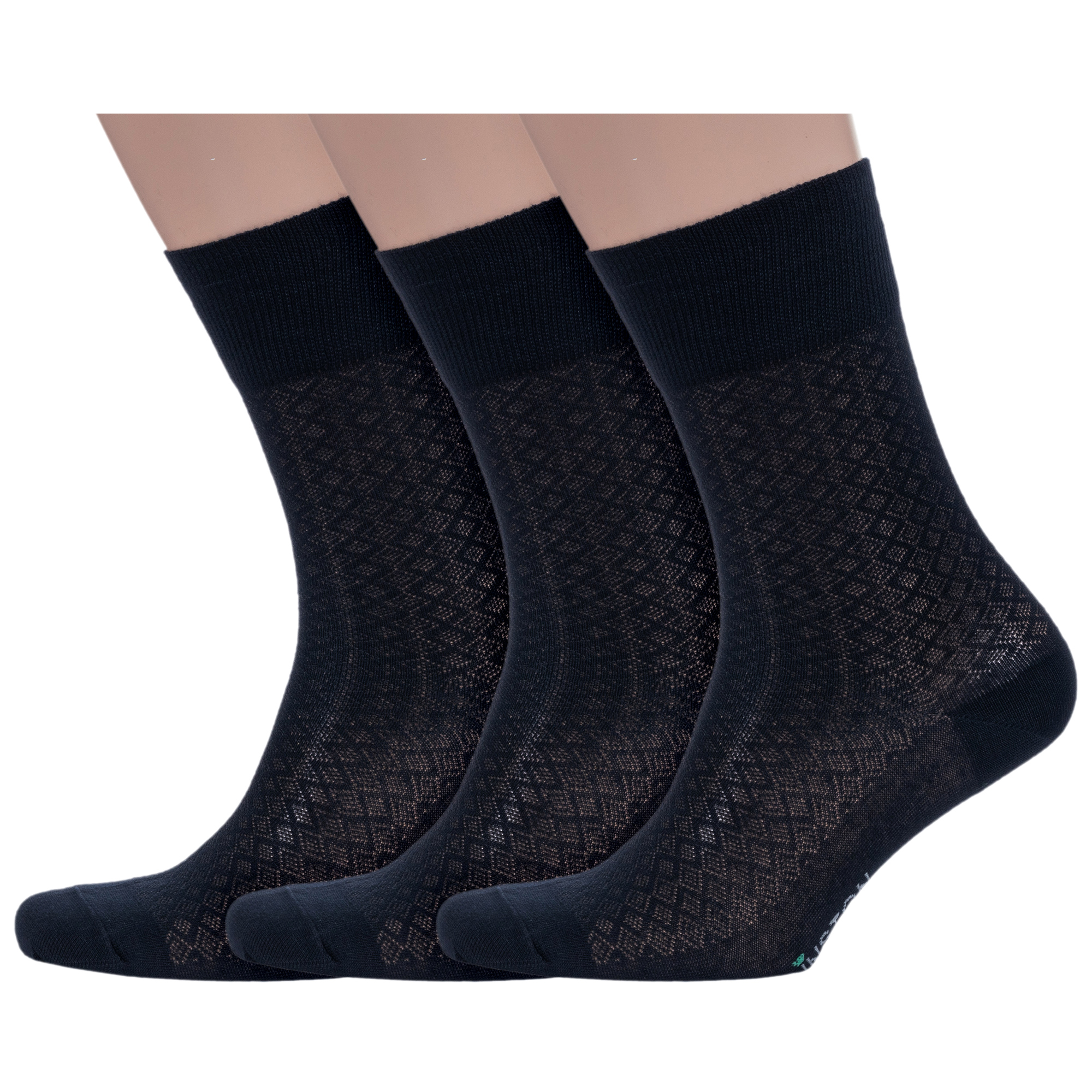 

Комплект носков мужских Grinston socks 3-15D21 черных 25, 3-15D21