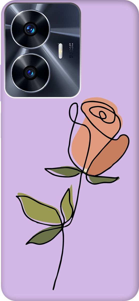

Силиконовый чехол на Realme C55 с принтом "Rose" сиреневый, Фиолетовый;зеленый, 159510