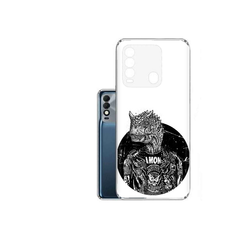 

Чехол MyPads Tocco для Tecno Spark 8 динозавр в куртке, Прозрачный, Tocco