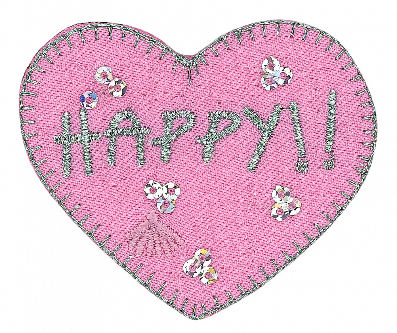 

35465/1SB Термоаппликация HKM "Сердечко Happy!! со стразами", Белый;розовый;серебристый, Аппликации, бантики, термотрансфер