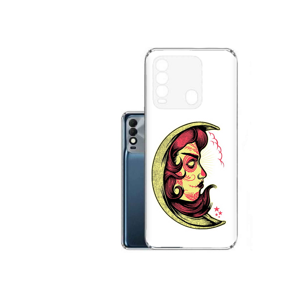 

Чехол MyPads Tocco для Tecno Spark 8 желтый полумесяц с лицом девушки, Прозрачный, Tocco