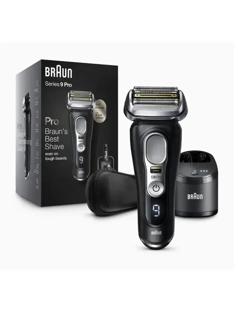 Мужская электробритва сеточная с базой для зарядки Braun Series 9 Pro +9460+cc Black