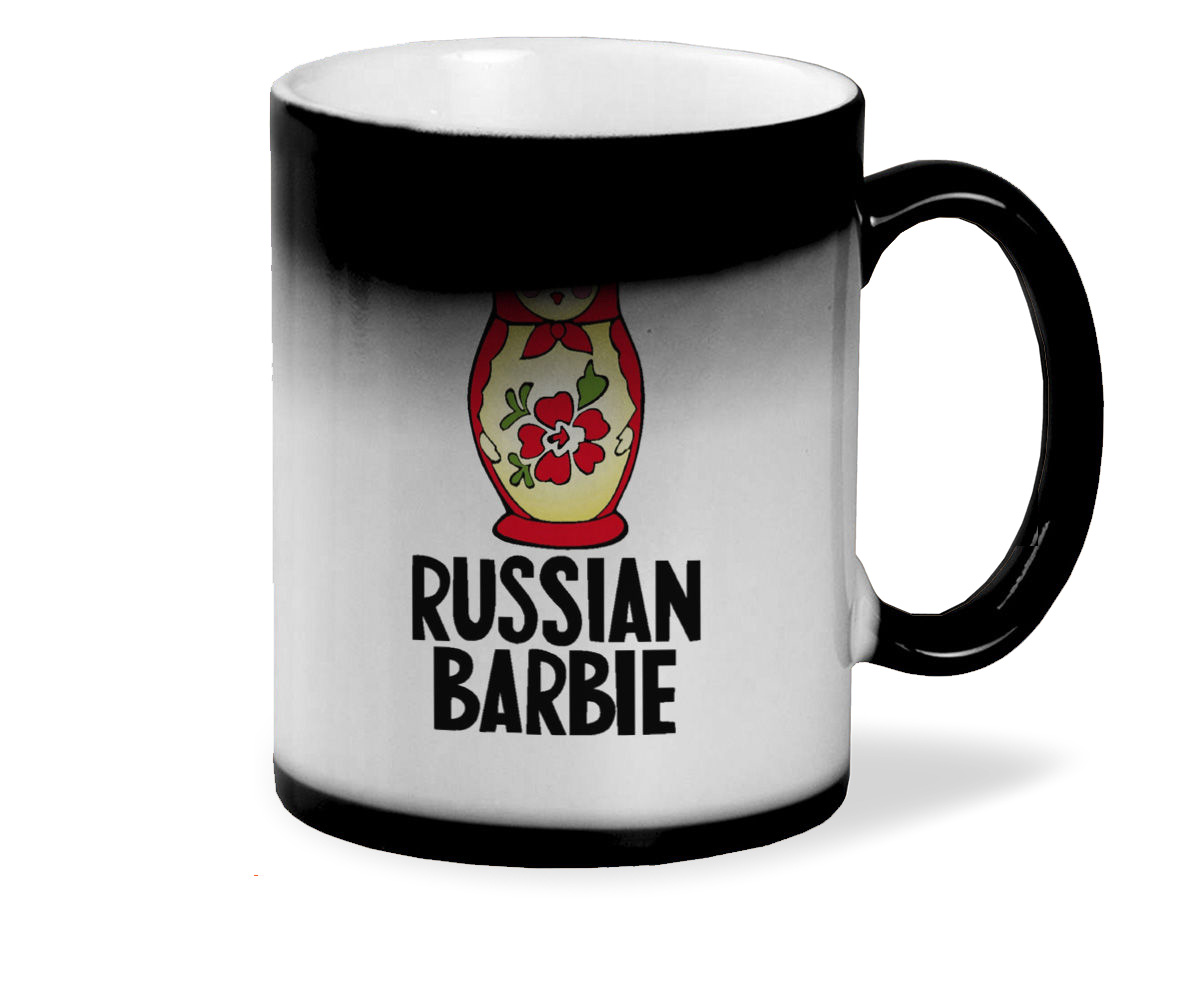 

Кружка хамелеон черный CoolPodarok Russian barbie