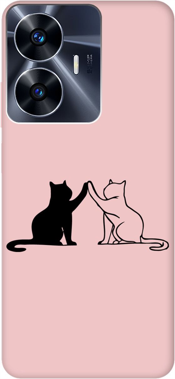 

Силиконовый чехол на Realme C55 Silky Touch Premium с принтом "Cats" розовый, Розовый;черный, 159511