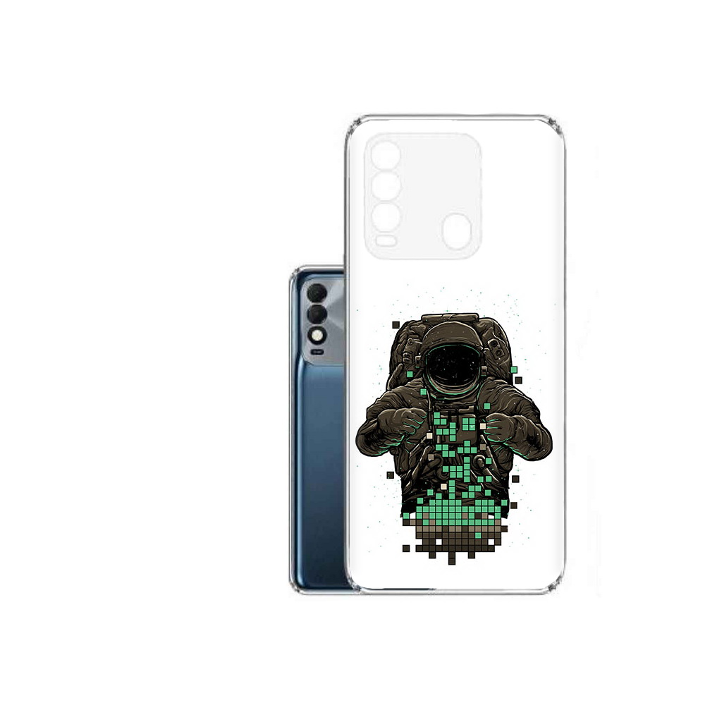 

Чехол MyPads Tocco для Tecno Spark 8 космонавт с пикселями, Прозрачный, Tocco