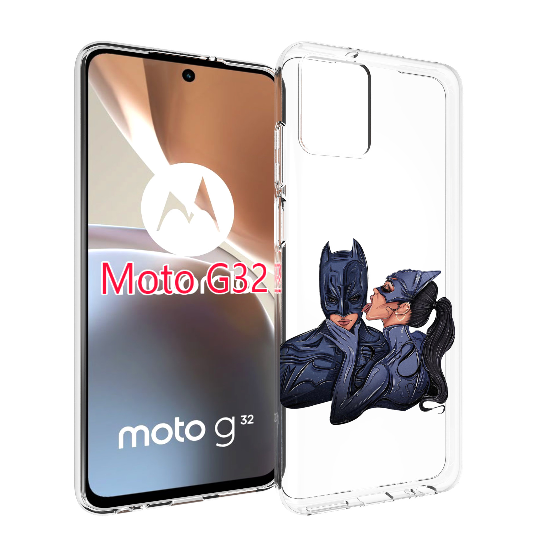 Чехол MyPads бетман-и-кошка для Motorola Moto G32