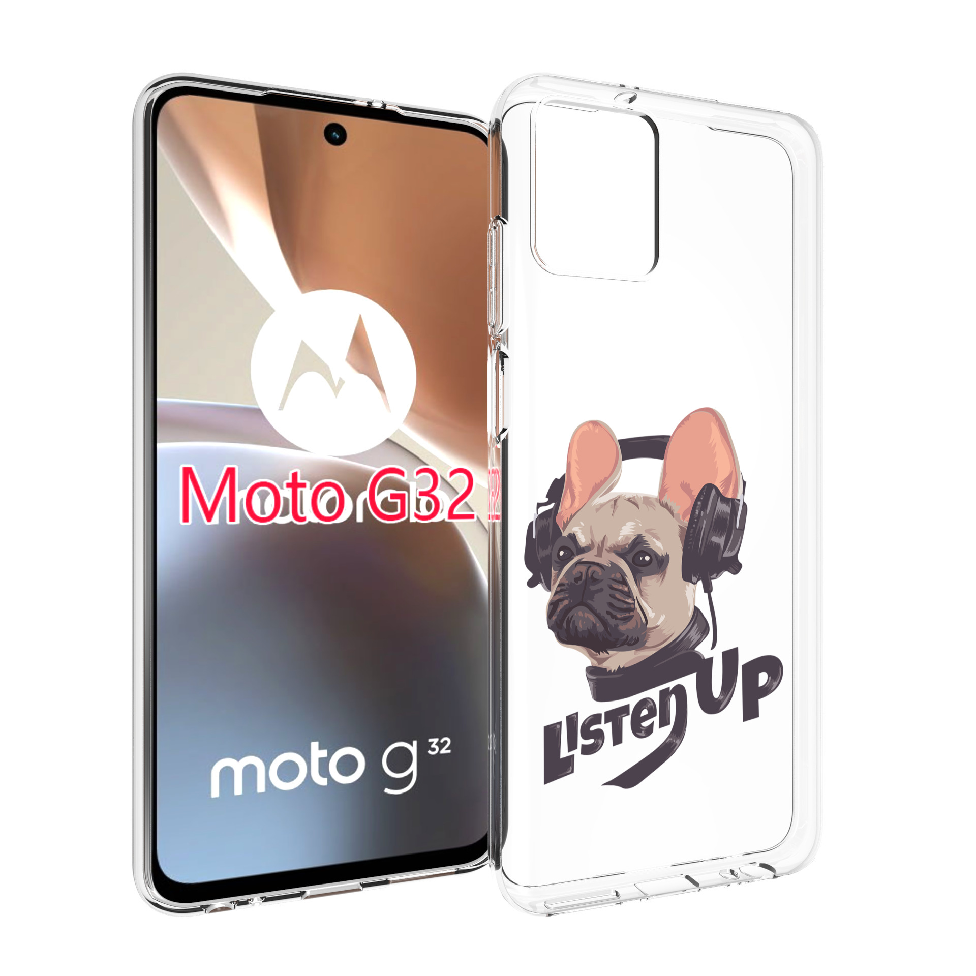 

Чехол MyPads бульдог-слушает-музыку для Motorola Moto G32, Прозрачный, Tocco