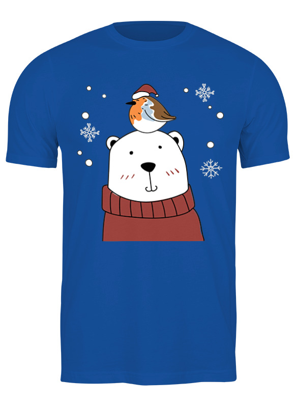 

Футболка мужская Printio Bear here синяя 3XL, Синий, Bear here