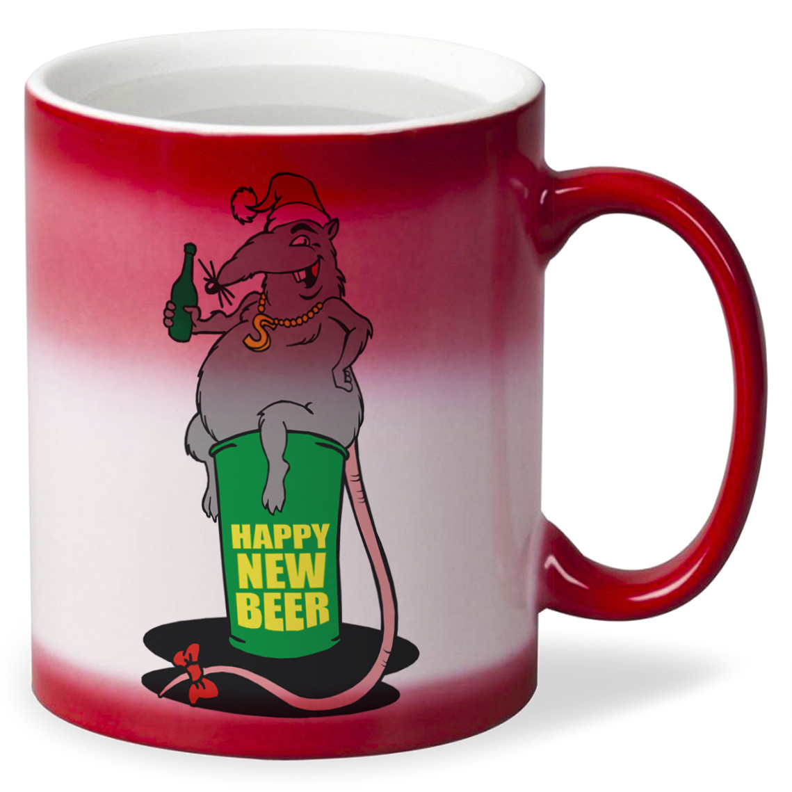 фото Кружка хамелеон красный coolpodarok happy new beer крыса