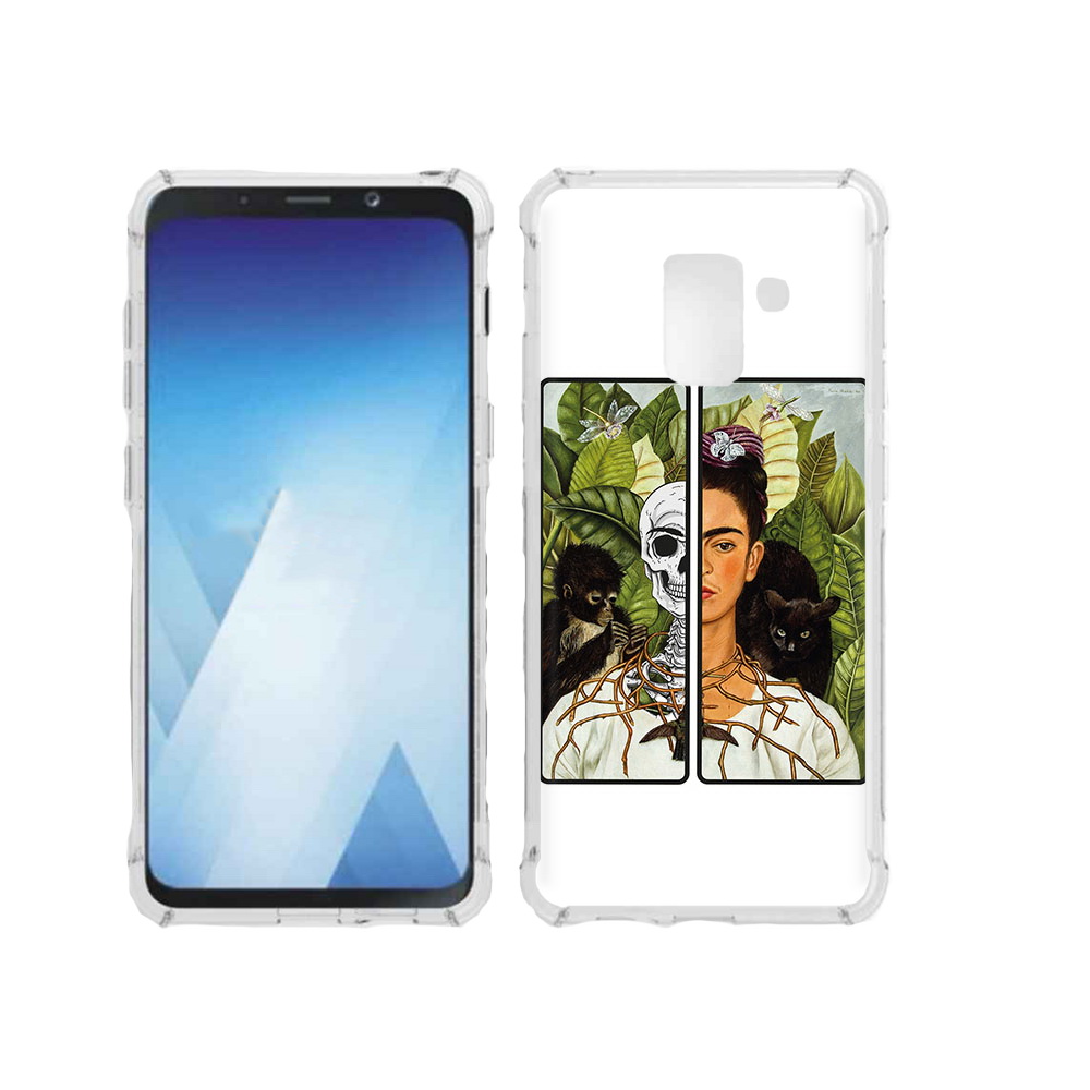 

Чехол MyPads Tocco для Samsung Galaxy A5 (2018) сдвоенная картинка девушка скелет, Прозрачный, Tocco