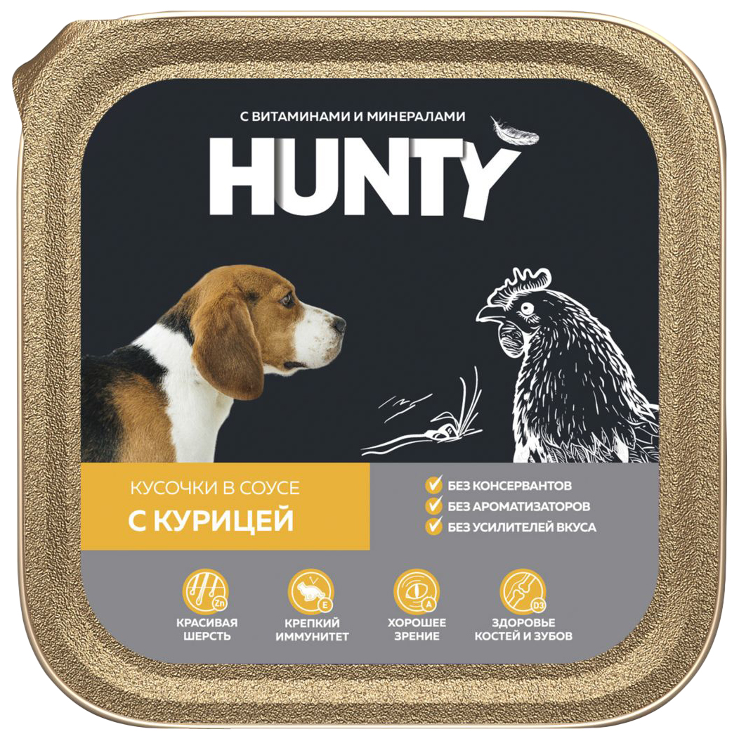 Консервы для собак Hunty, кусочки в соусе с курицей, 300г