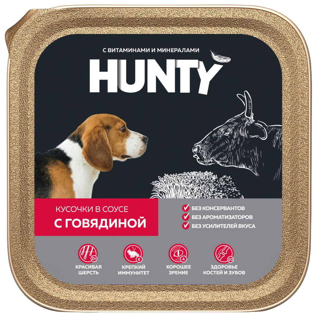 фото Влажный корм для собак hunty, говядина, 300г
