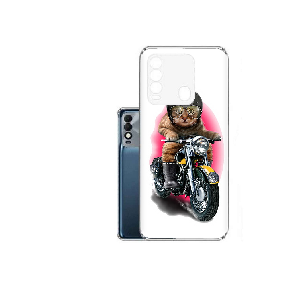 

Чехол MyPads Tocco для Tecno Spark 8 мото-кот, Прозрачный, Tocco
