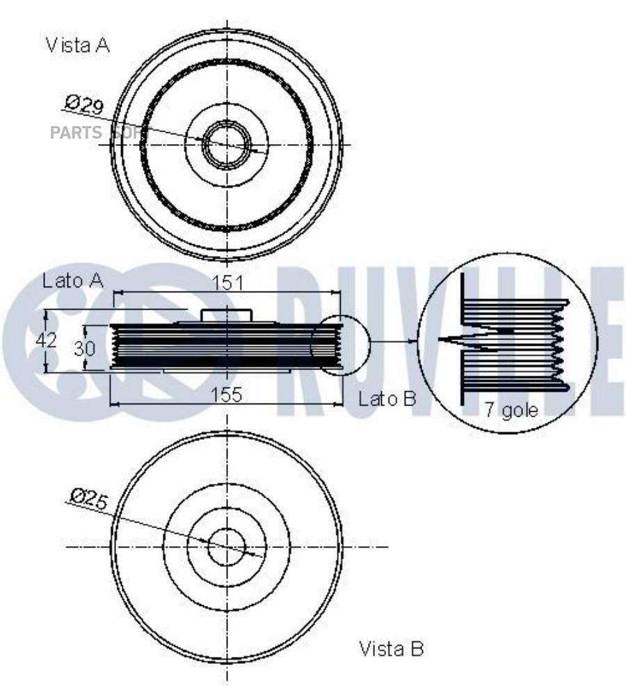 -Rv Шкив Коленвала Nissan Primera, Nissan Laguna/Megane/Scenic 1.9Dci 02>