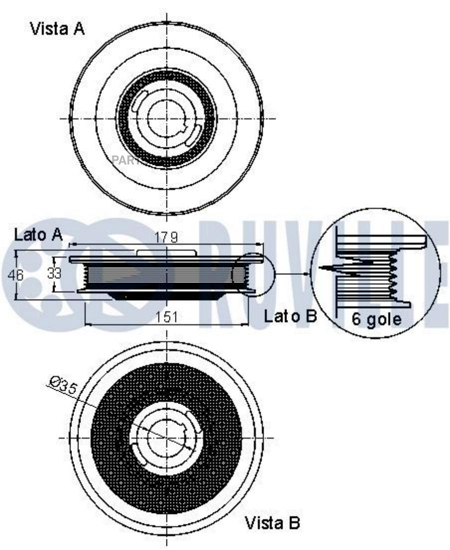 -Rv Шкив Коленвала Opel Astra G/Omega B/Vectra B/Zafira 2.0Dti 99>