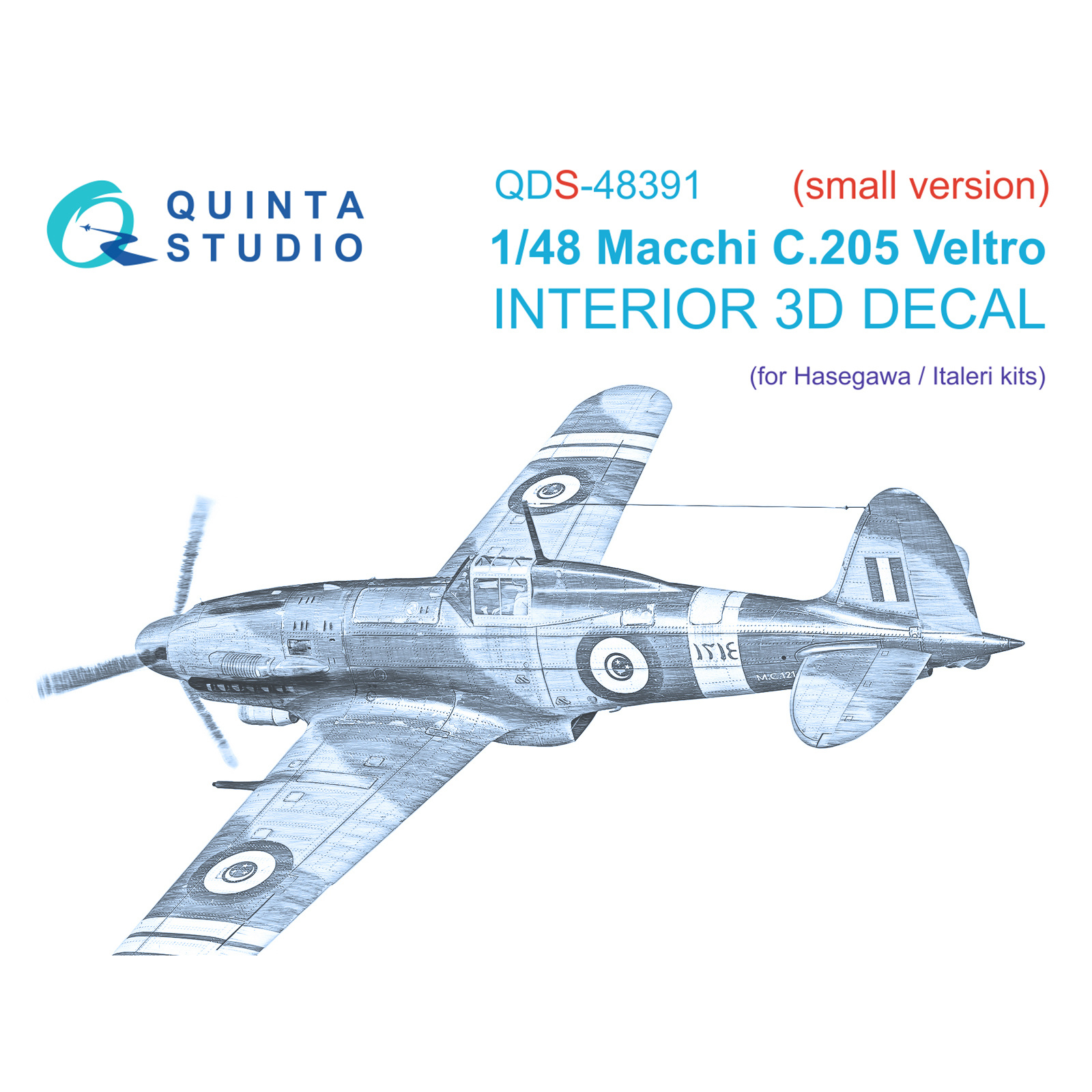 

3D Декаль Quinta Studio интерьера кабины Macchi C 205 Veltro QDS-48391, Однотонный