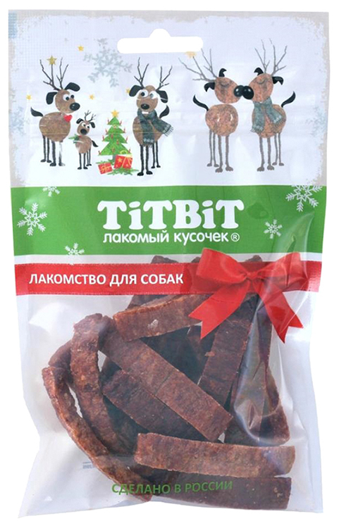 фото Лакомство для собак titbit новогодняя коллекция, ломтики, говядина, 65г