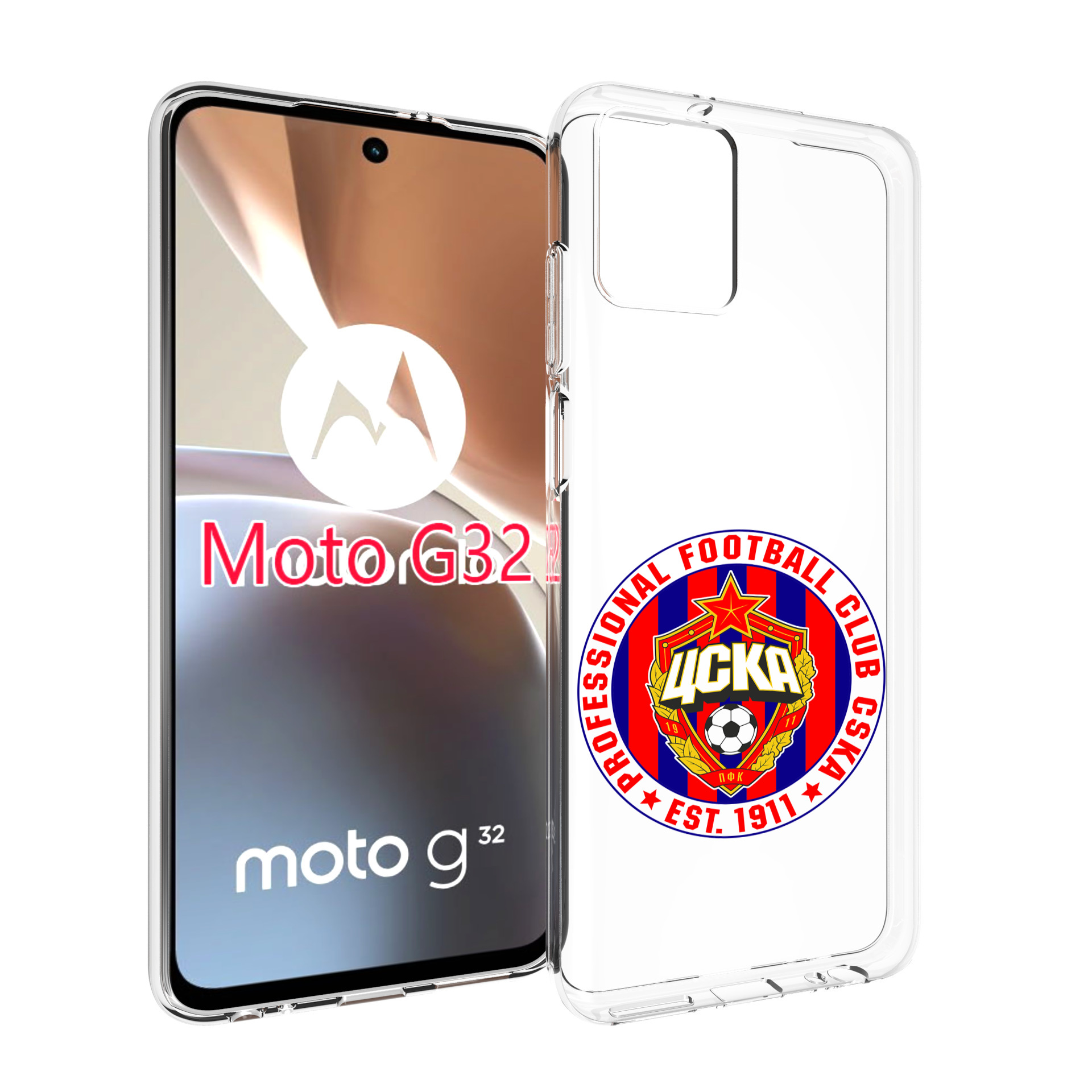 

Чехол MyPads ФК ЦСК логотип для Motorola Moto G32, Прозрачный, Tocco