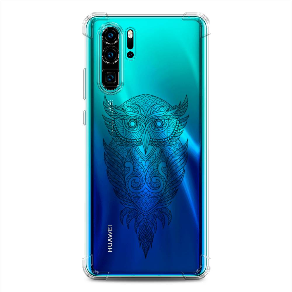 фото Противоударный силиконовый чехол "филин графика" на huawei p30 pro awog