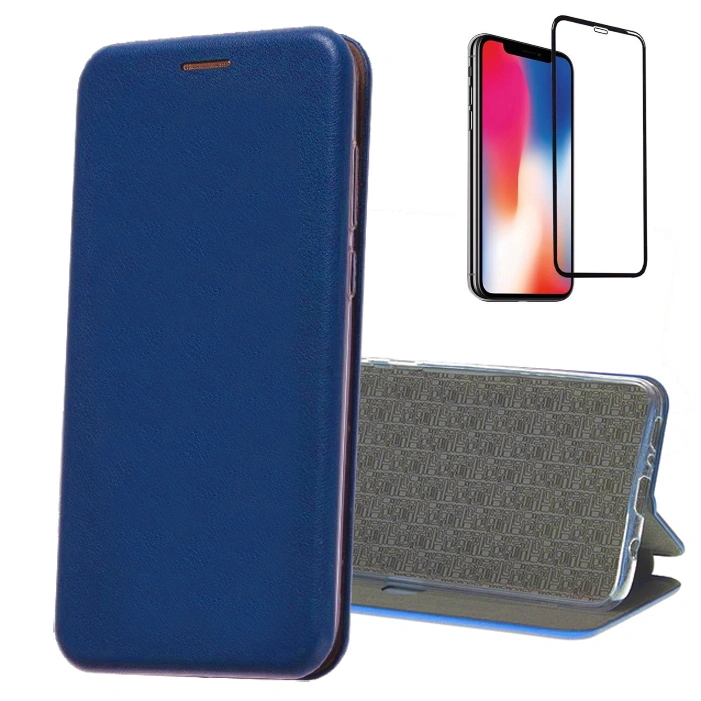 фото Чехол qvatra для iphone 11 pro/комплект с защитным стеклом 9d/blue