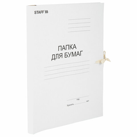 Папка для бумаг с завязками картонная STAFF, гарантированная плотность 220 г/м2, до 200