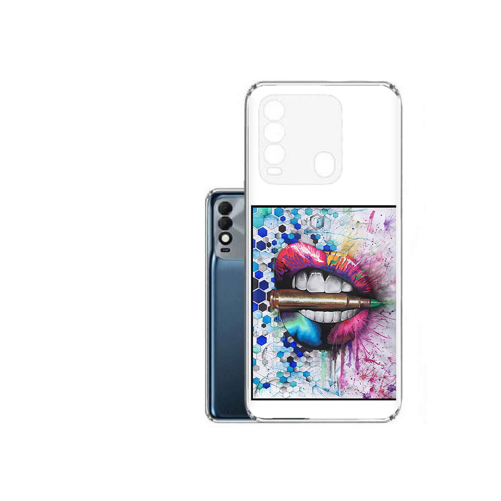 

Чехол MyPads Tocco для Tecno Spark 8 разноцветные губы с пулей, Прозрачный, Tocco
