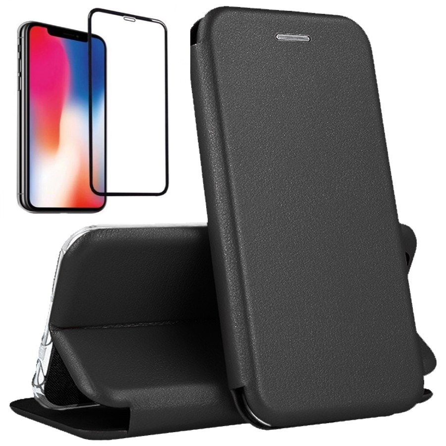 фото Чехол qvatra для iphone xs max/комплект с защитным стеклом 9d/black