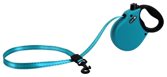 фото Рулетка для собак alcott adventure xs до 11 кг антискользящая ручка , лента, голубой 3 м