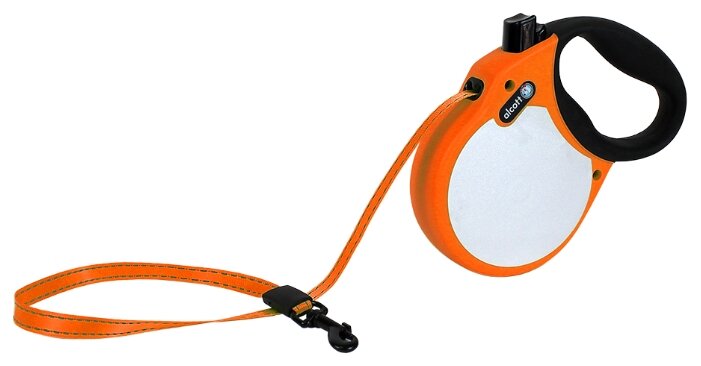 

Рулетка для собак ALCOTT VISIBILITY S до 20кг антискользящая ручка, лента, неон оранж 5м, VISIBILITY