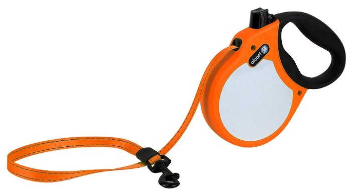 

Рулетка для собак ALCOTT VISIBILITY M до 30 кг антискользящая ручка лента неон оранж 5 м, VISIBILITY