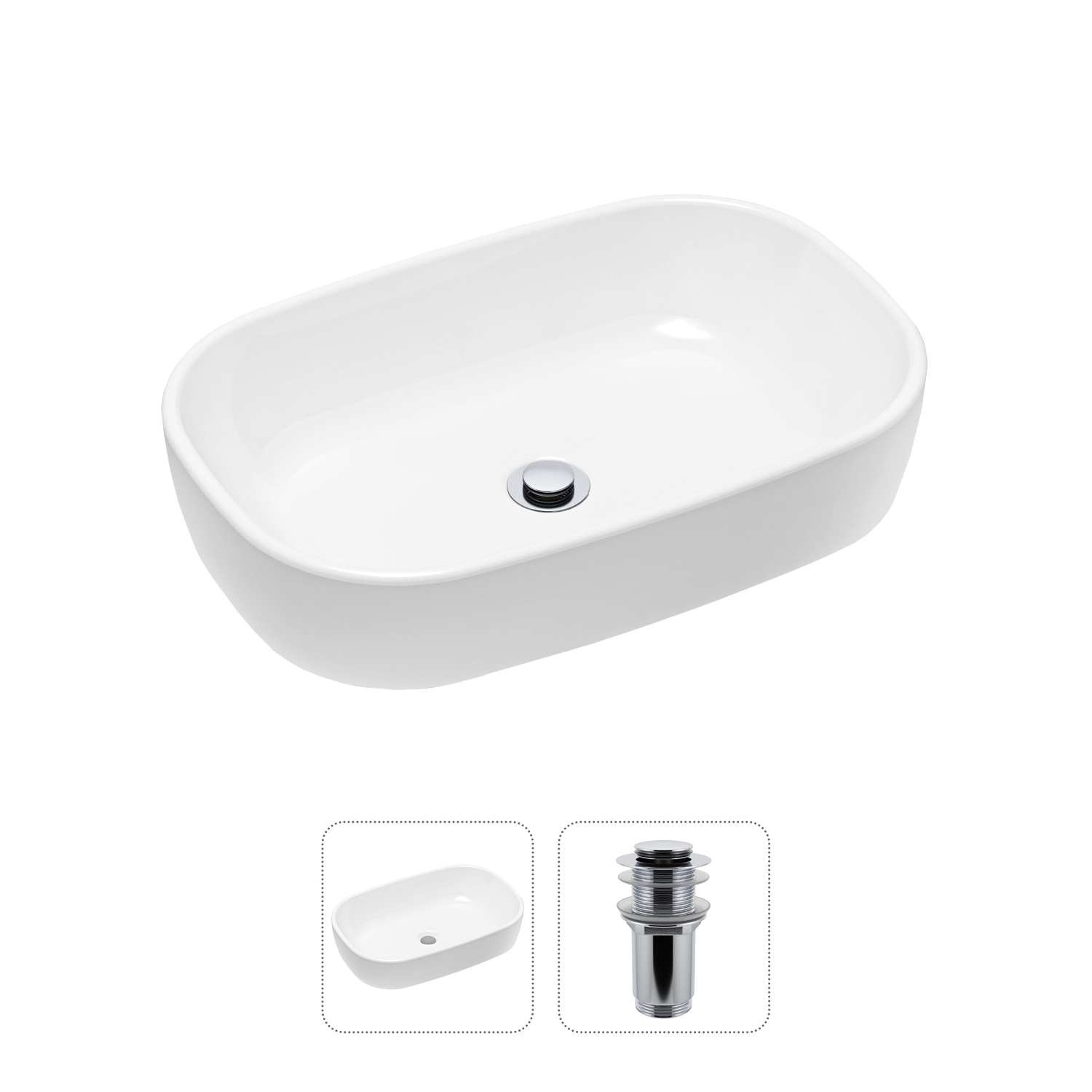 фото Комплект 2 в 1 lavinia boho bathroom sink 21520788: накладная раковина, донный клапан