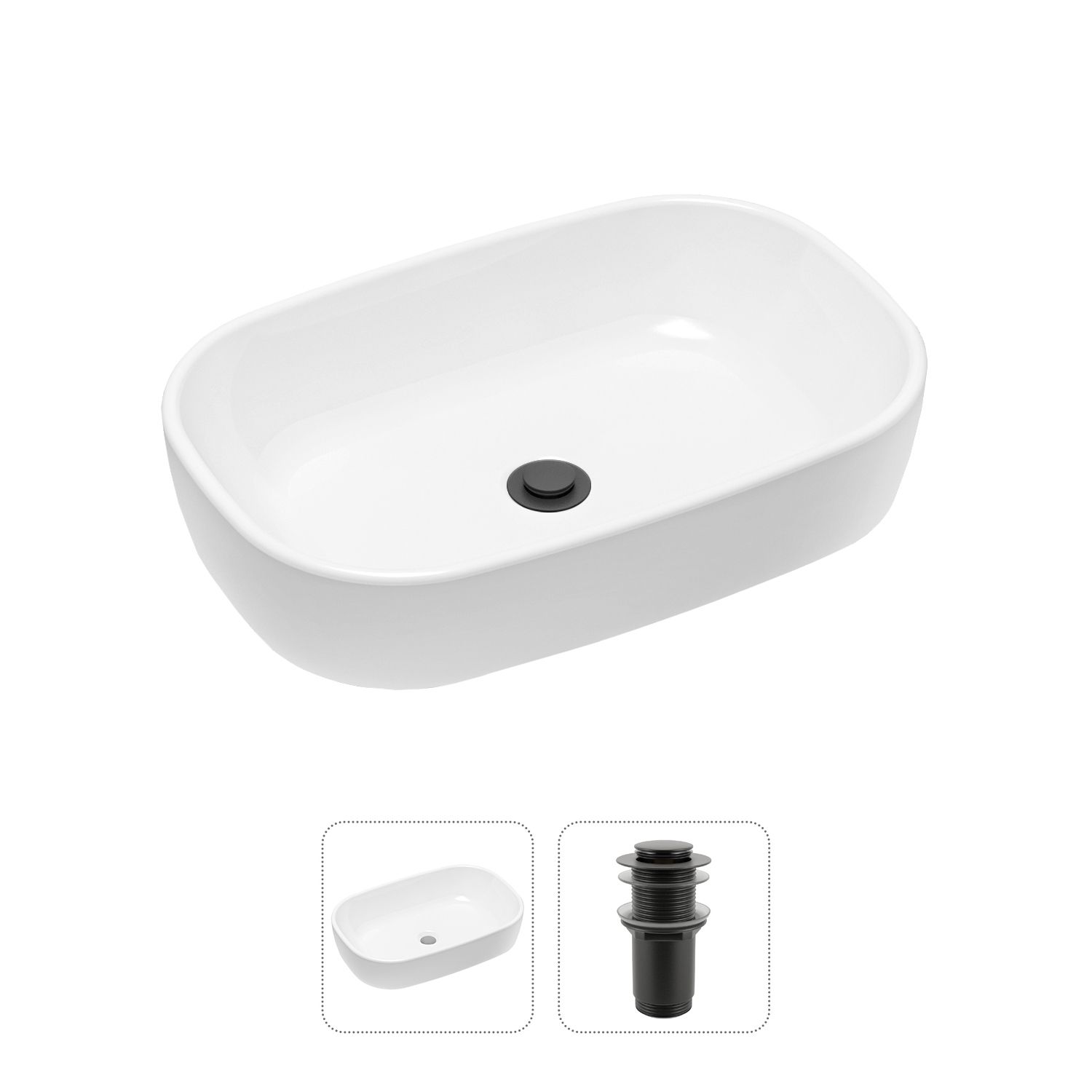 фото Комплект 2 в 1 lavinia boho bathroom sink 21520790: накладная раковина, донный клапан