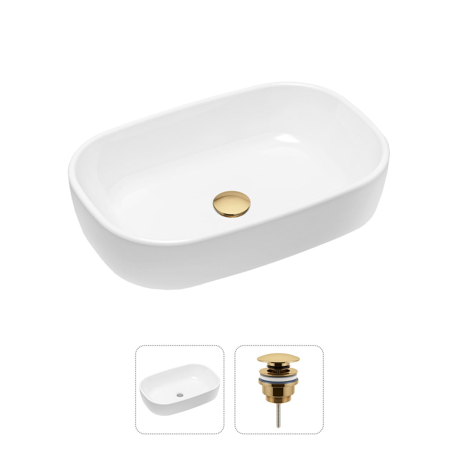 фото Комплект 2 в 1 lavinia boho bathroom sink 21520793: накладная раковина, донный клапан