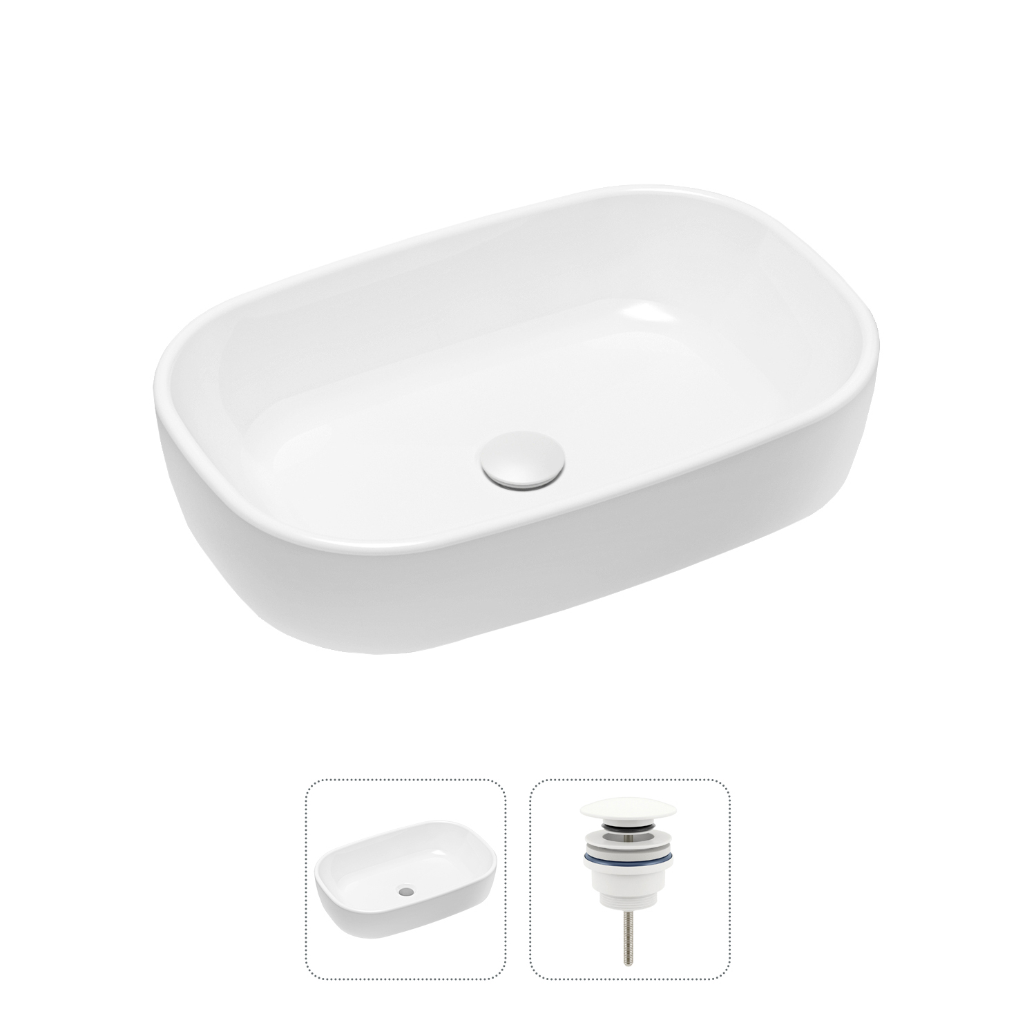 фото Комплект 2 в 1 lavinia boho bathroom sink 21520797: накладная раковина, донный клапан