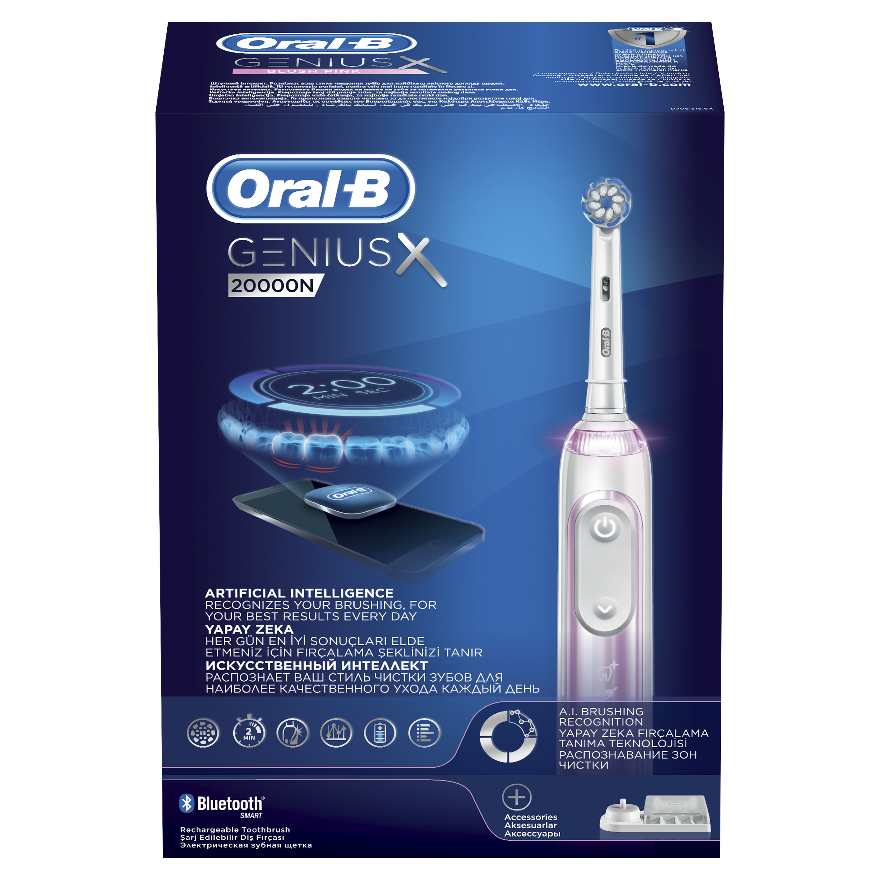 фото Зубная щетка электрическая braun oral-b genius x 20000n (d706.515.6x) pink