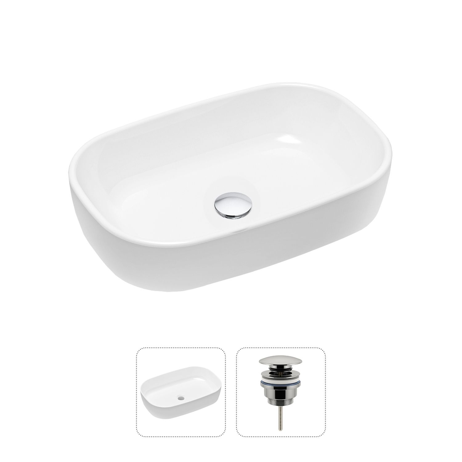 фото Комплект 2 в 1 lavinia boho bathroom sink slim 21520799: накладная раковина, донный клапан