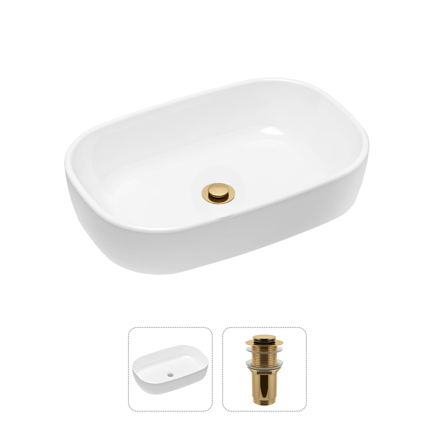 фото Комплект 2 в 1 lavinia boho bathroom sink slim 21520802: накладная раковина, донный клапан